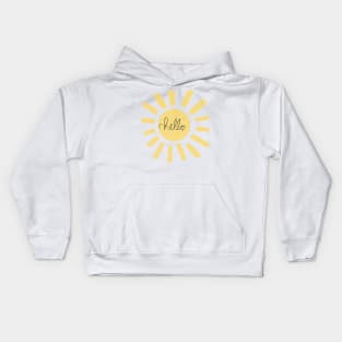 Cursive Hello Yellow Sun Kids Hoodie